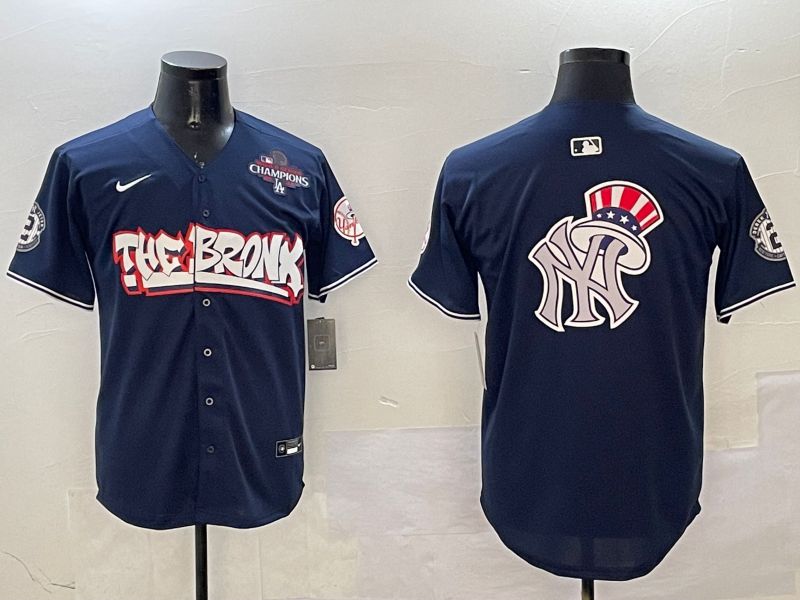 Men New York Yankees Blank Drak Blue four generations Joint Name 2025 Nike MLB Jersey style 17->new york yankees->MLB Jersey